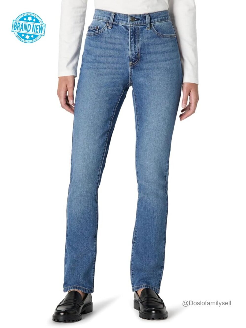 Women's Medium Stretch Slim-Fit Mid-Rise Straight Leg Jeans